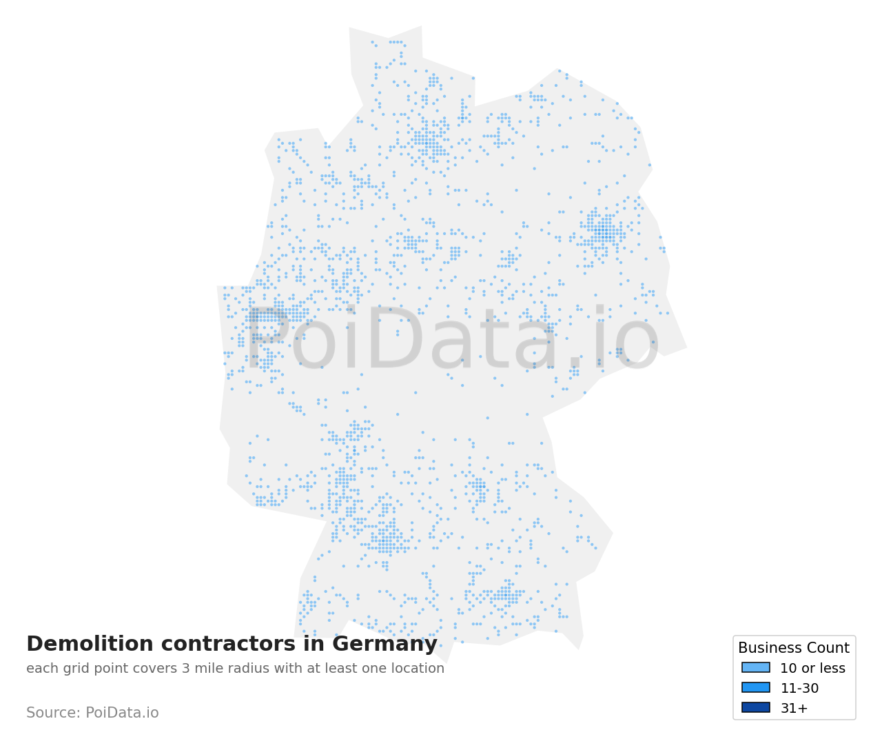 Demolition contractor density map for Germany