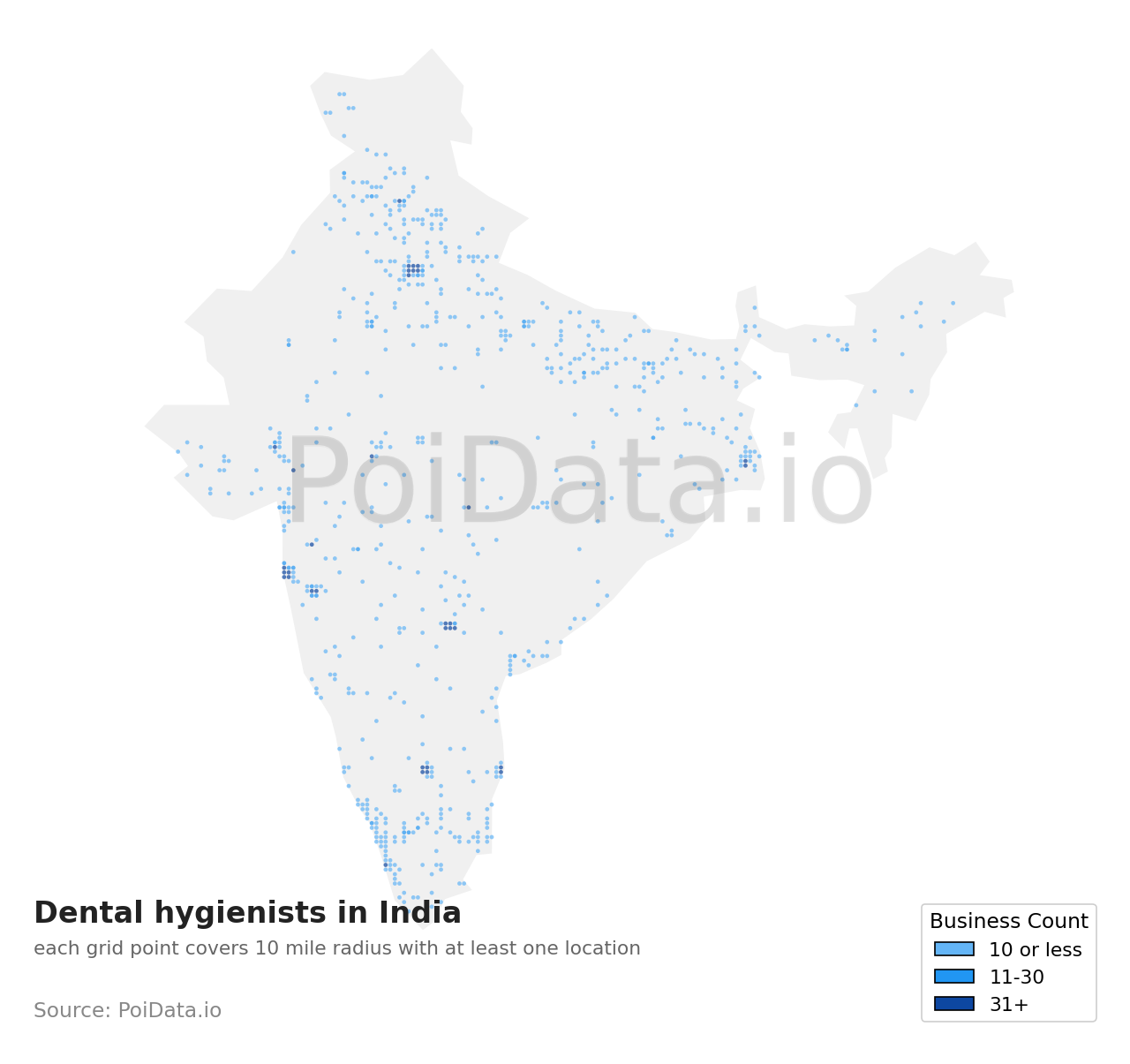 Dental hygienist density map for India