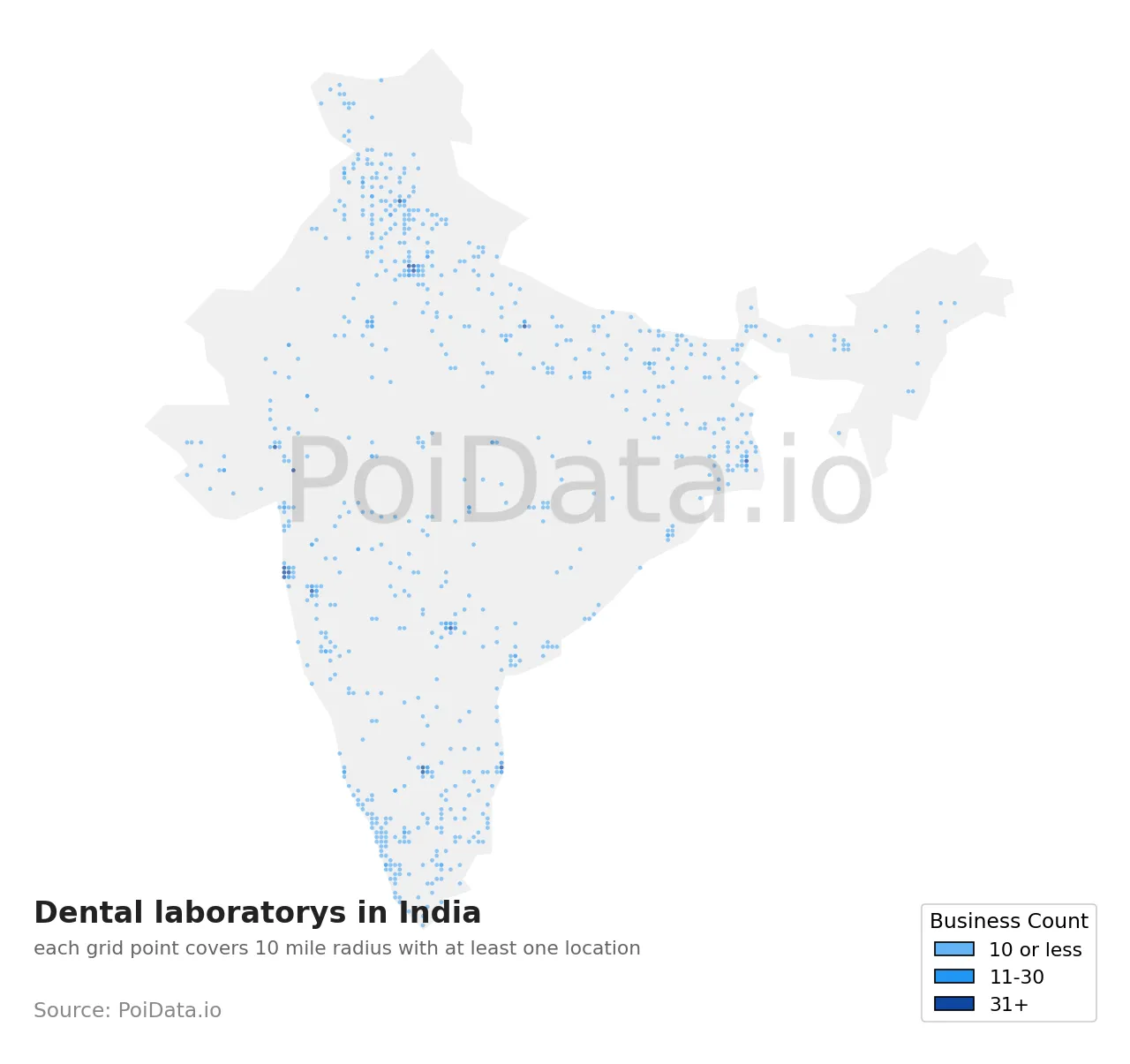 Dental laboratory density map for India