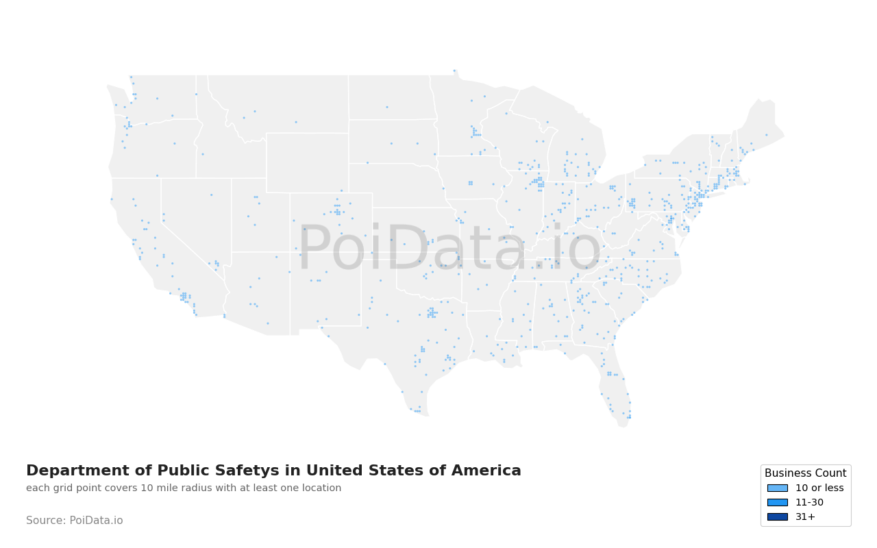 Department of Public Safety density map for California, United States