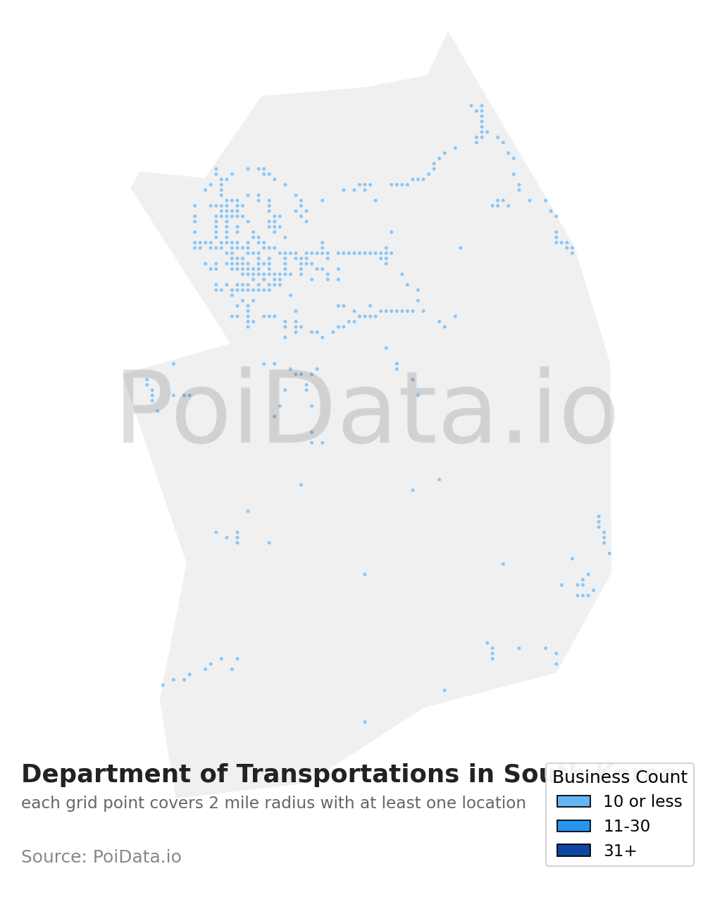 Department of Transportation density map for South Korea