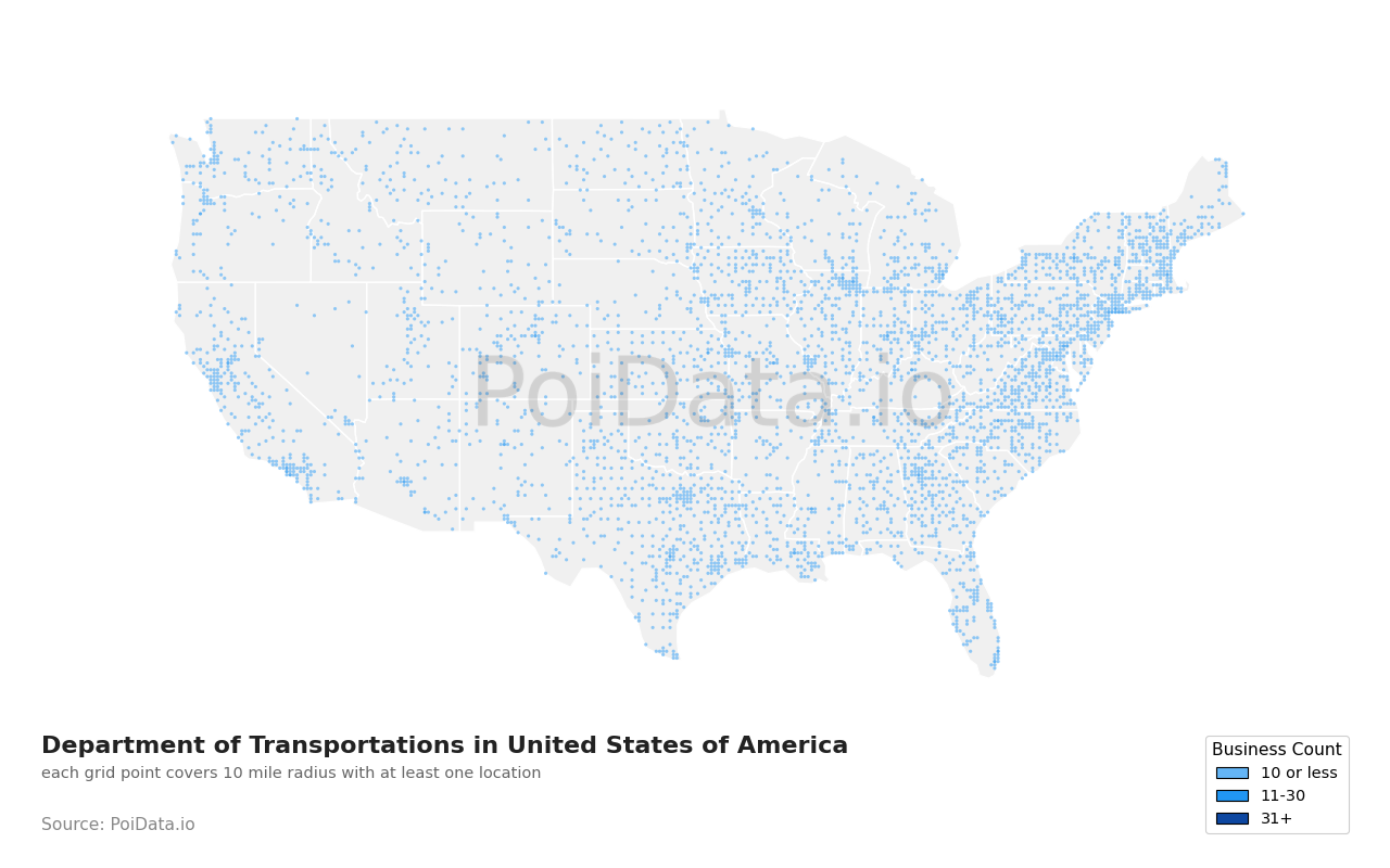 Department of Transportation density map for Illinois, United States