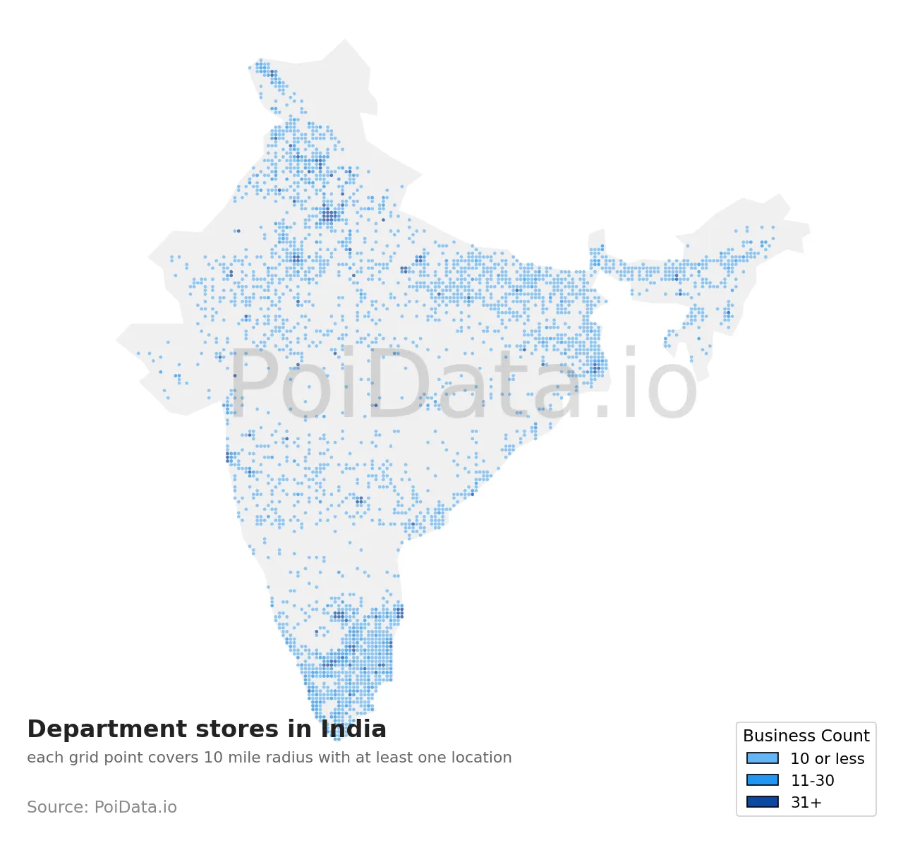 Department store density map for India