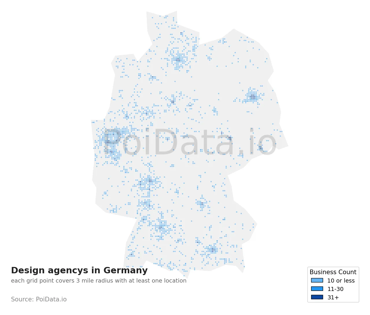 Design agency density map for Germany