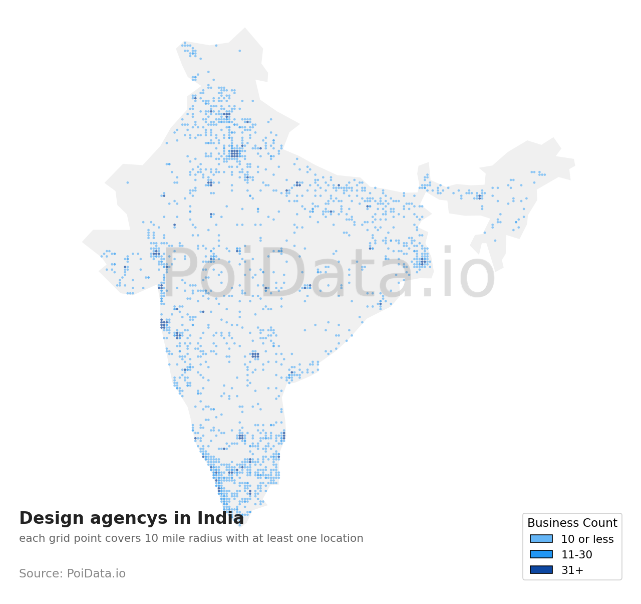 Design agency density map for India