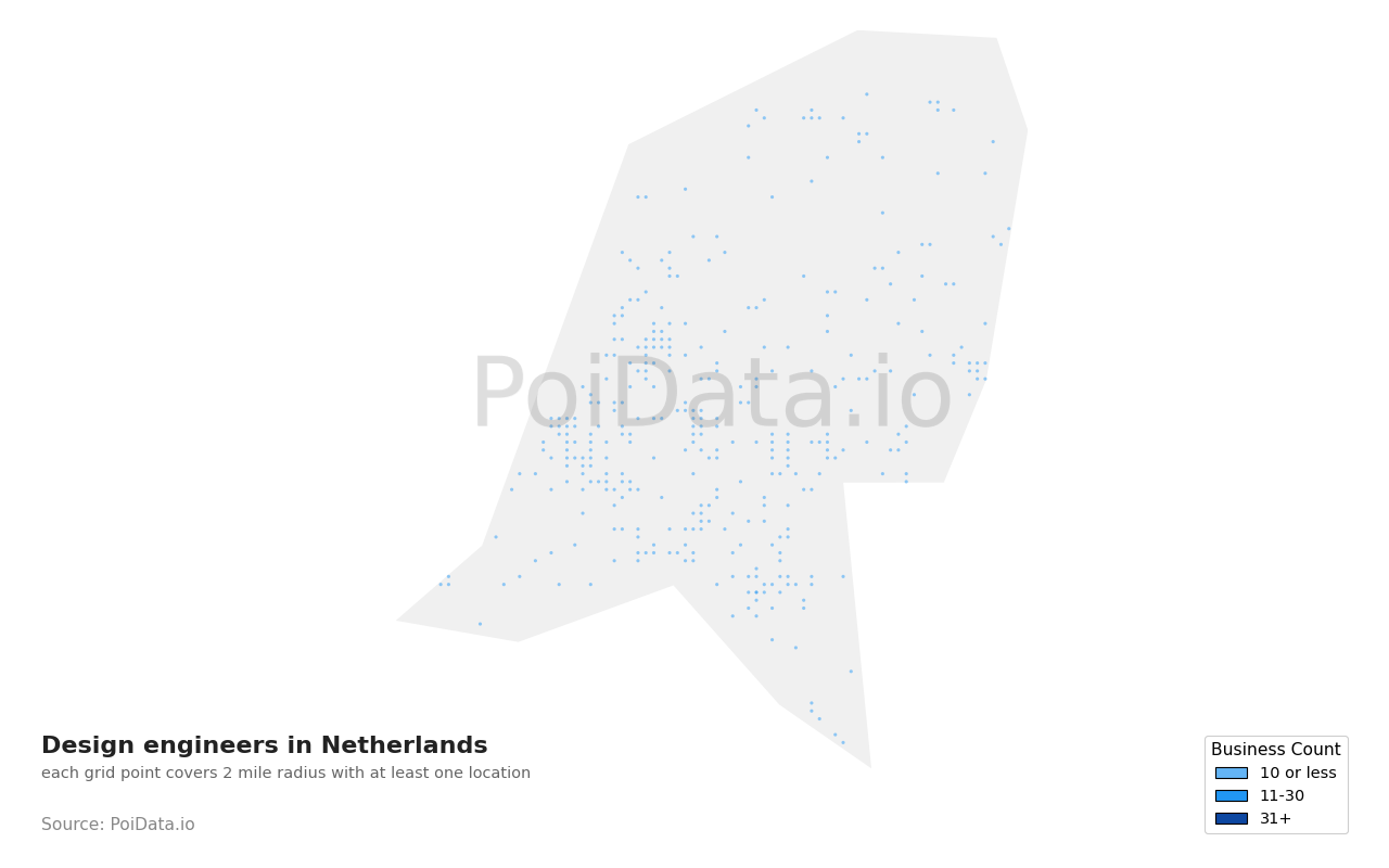 Design engineer density map for Netherlands