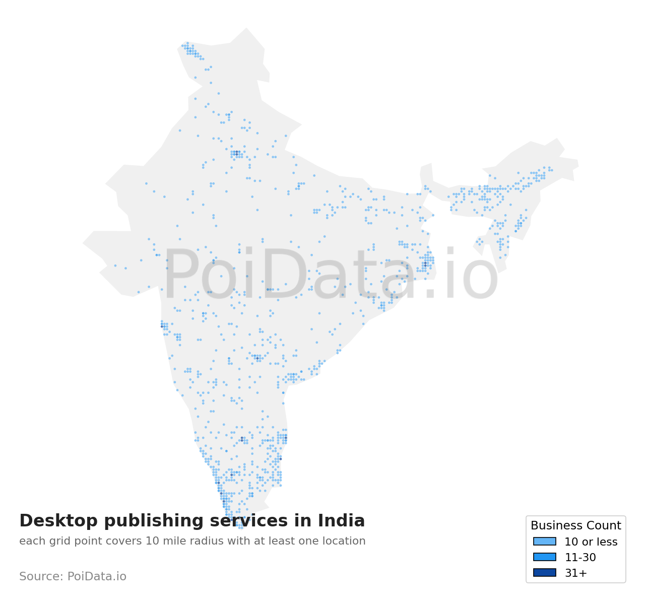 Desktop publishing service density map for India