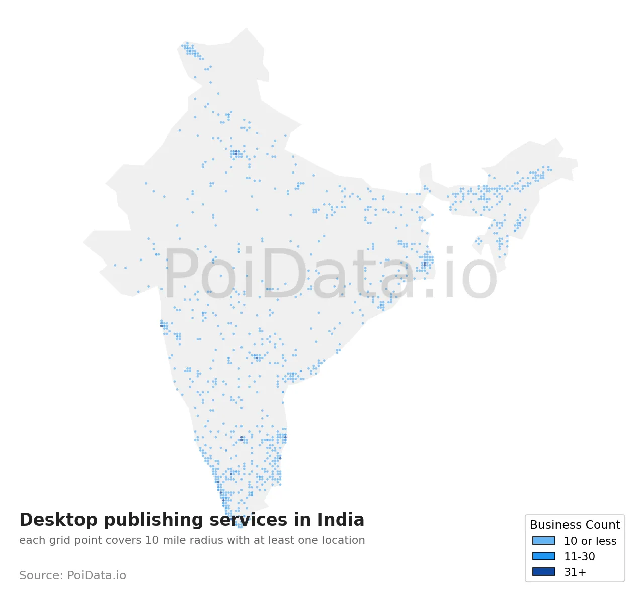 Desktop publishing service density map for India