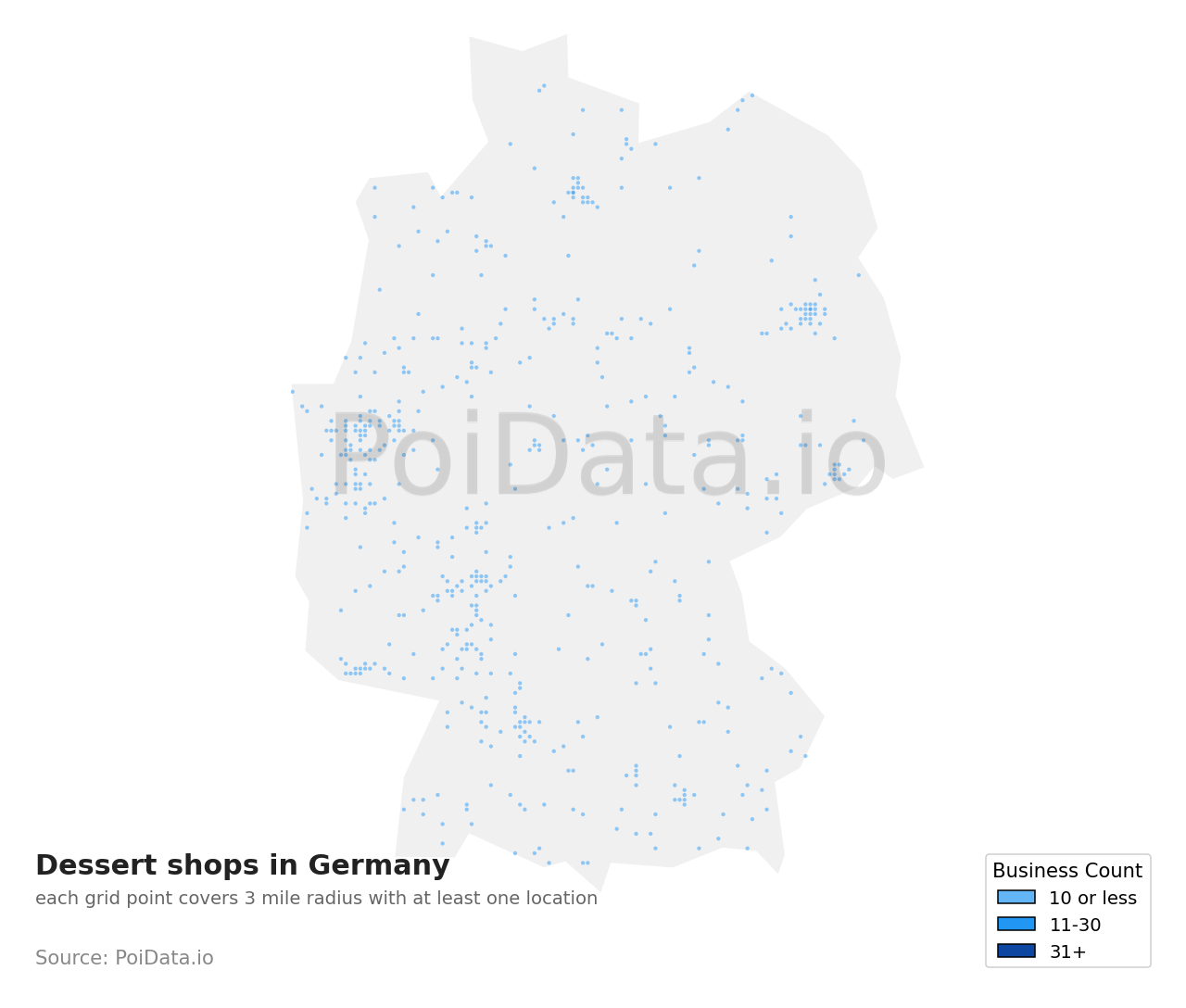 Dessert shop density map for Germany