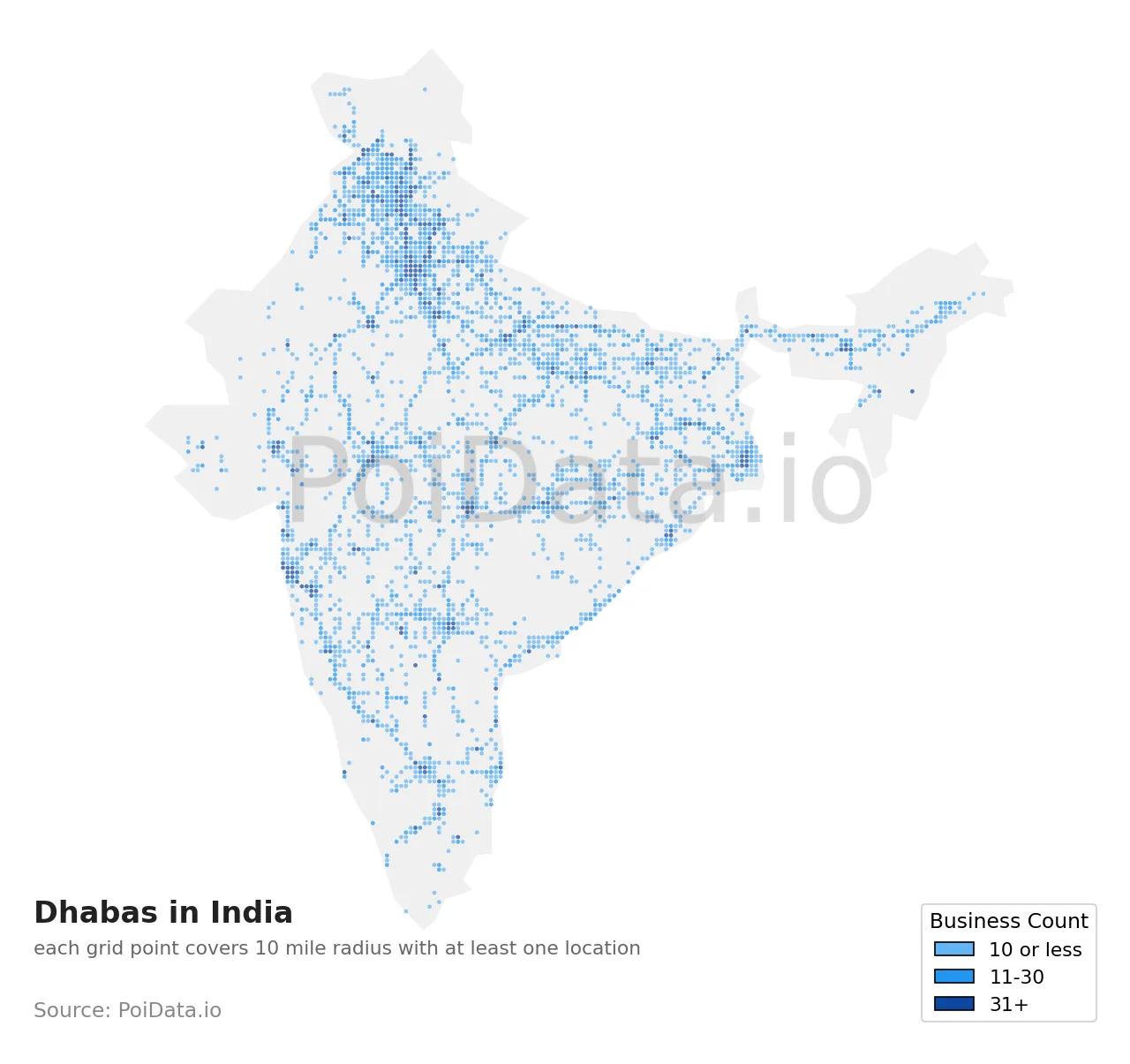 Dhaba density map for India