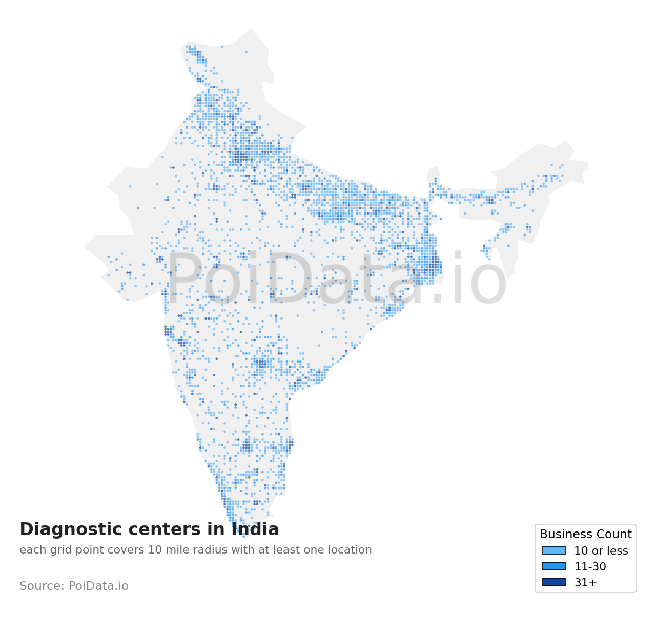 Diagnostic center density map for India