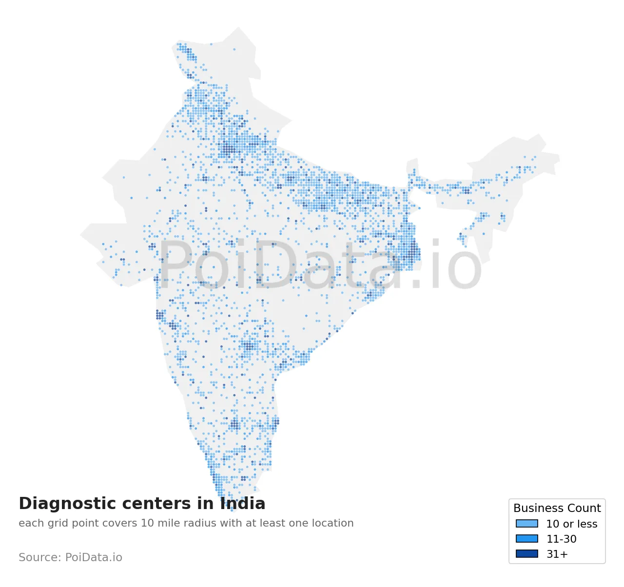 Diagnostic center density map for India