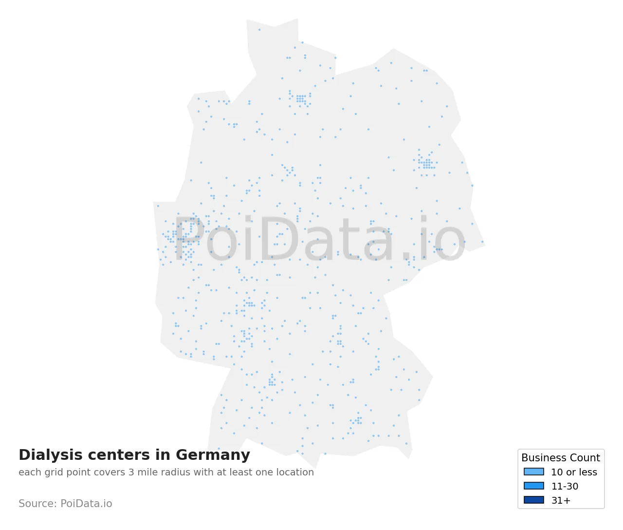 Dialysis center density map for Germany