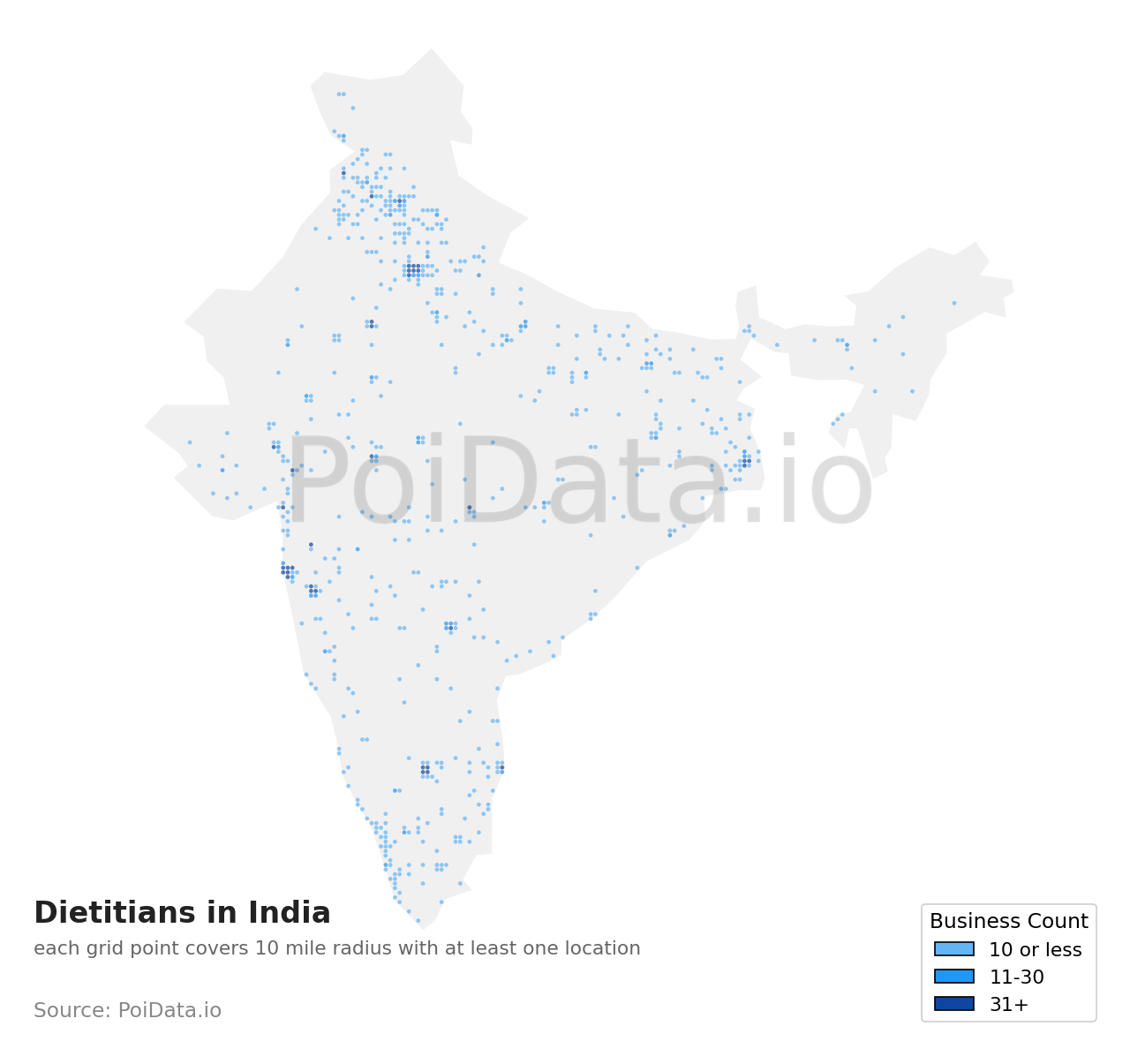 Dietitian density map for India
