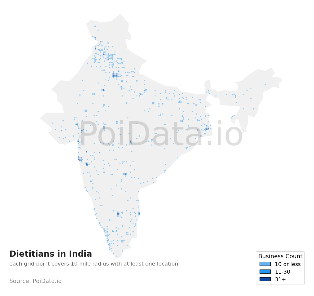 Dietitian density map for India