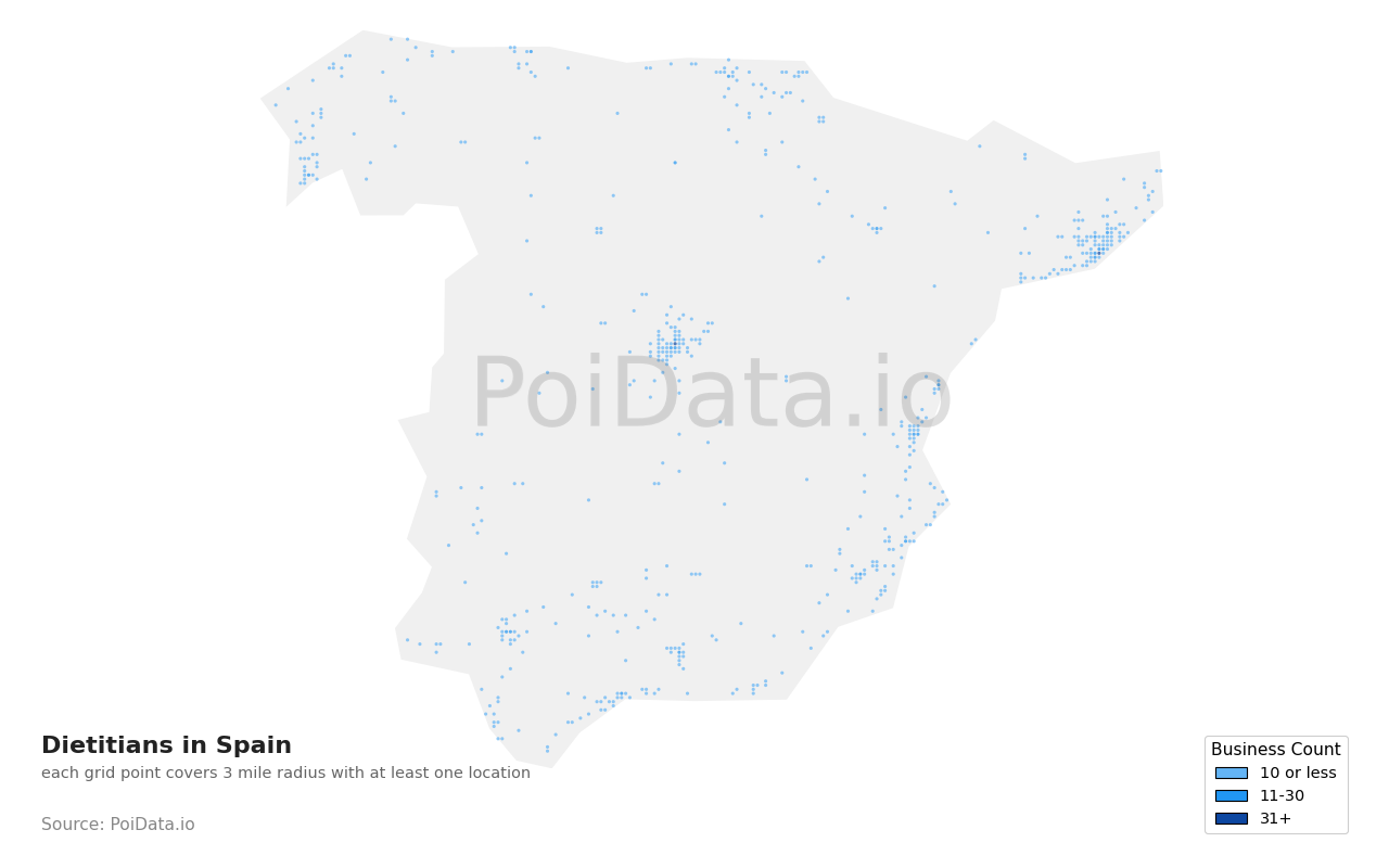Dietitian density map for Spain