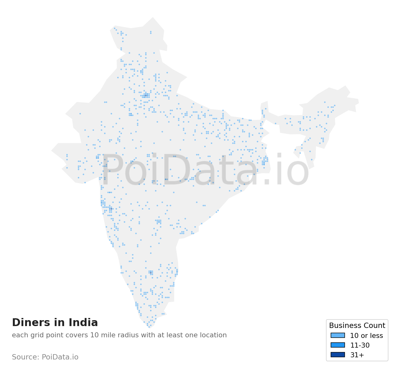 Diner density map for India
