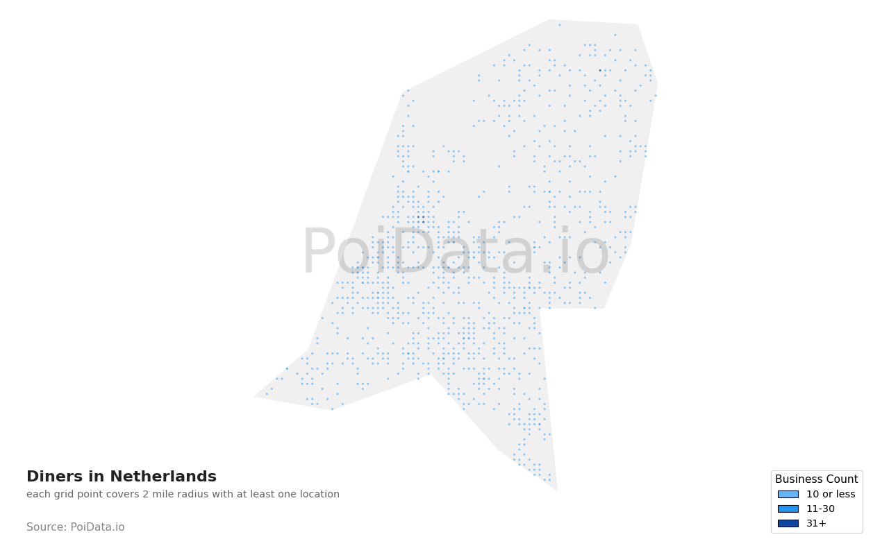 Diner density map for Netherlands