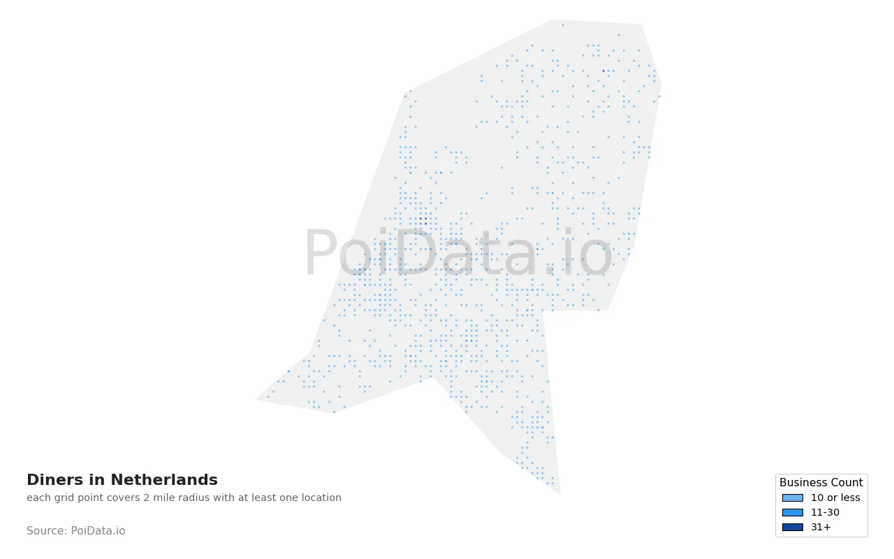Diner density map for Netherlands