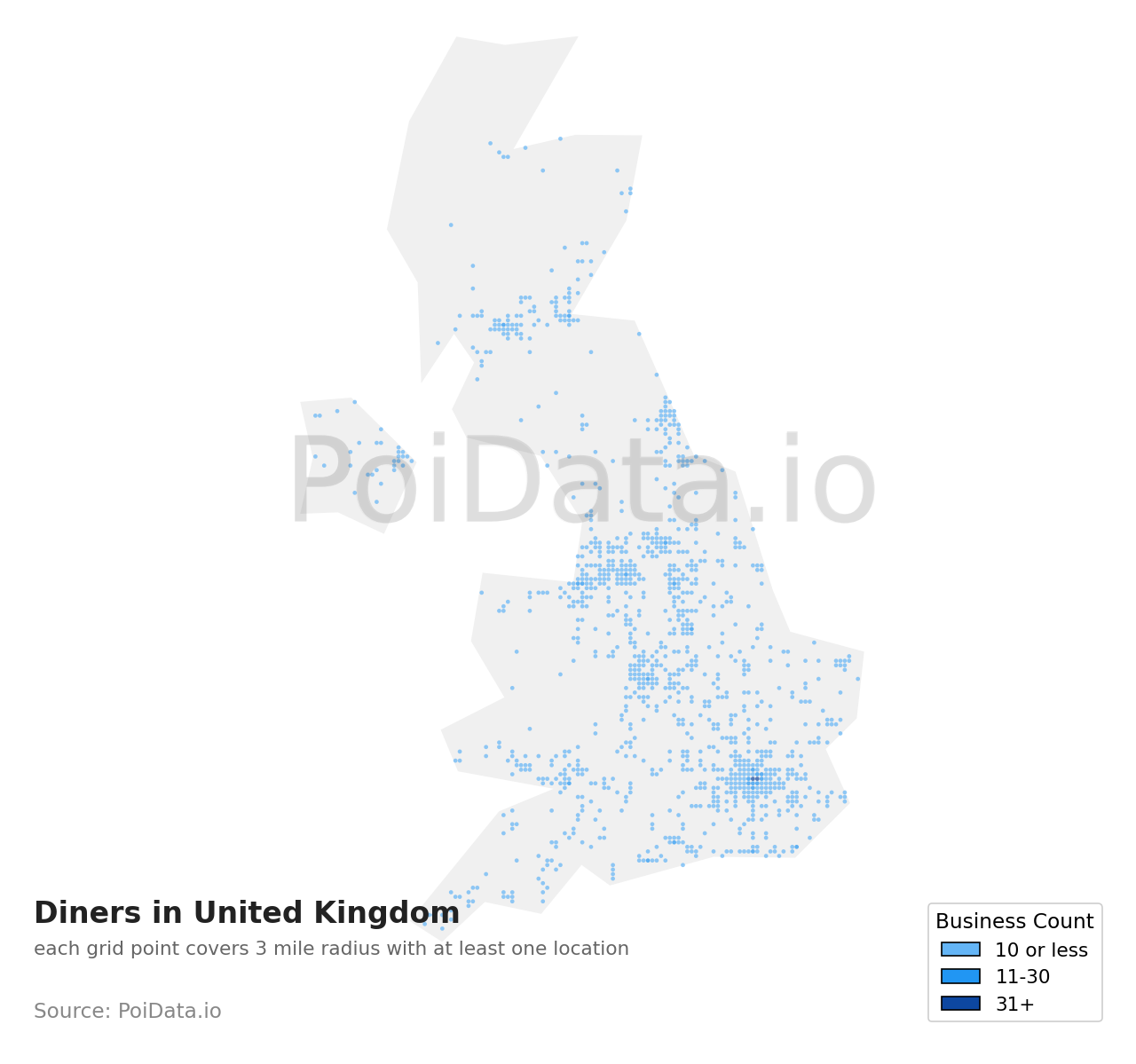 Diner density map for United Kingdom