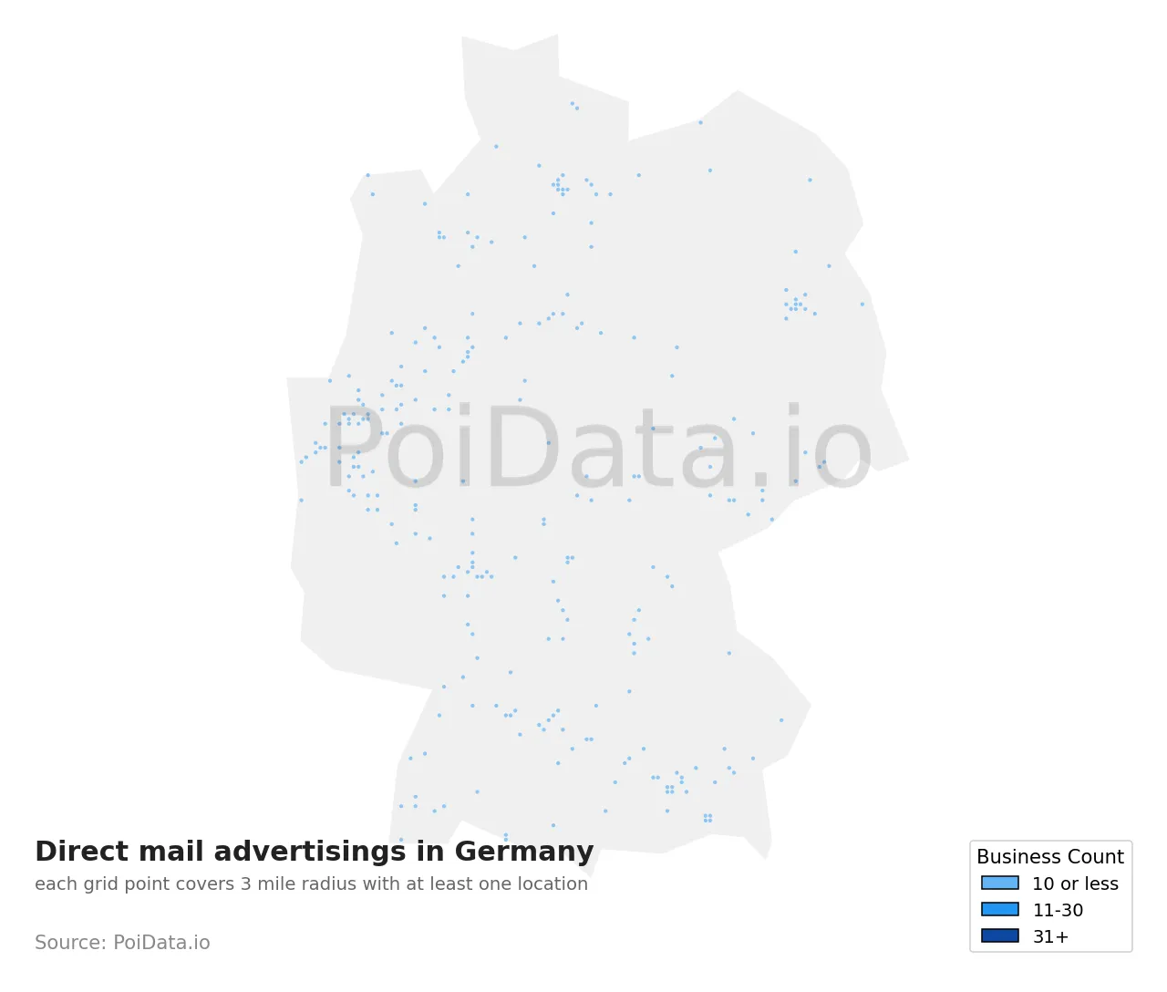 Direct mail advertising density map for Germany