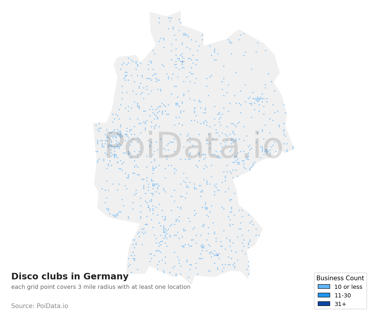 Disco club density map for Germany