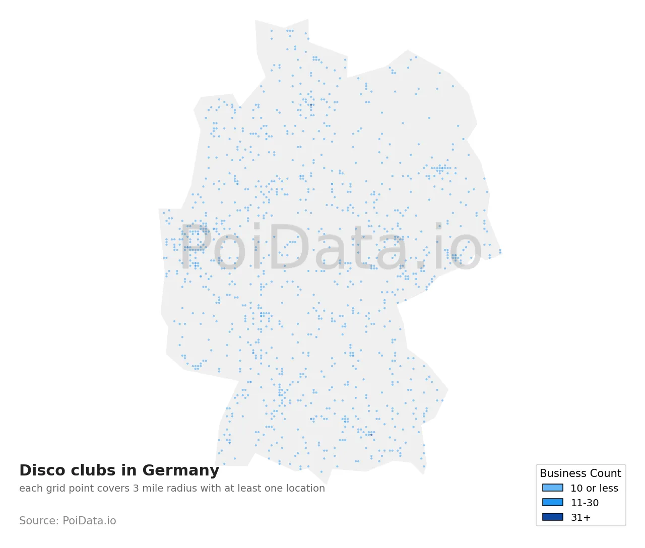 Disco club density map for Germany