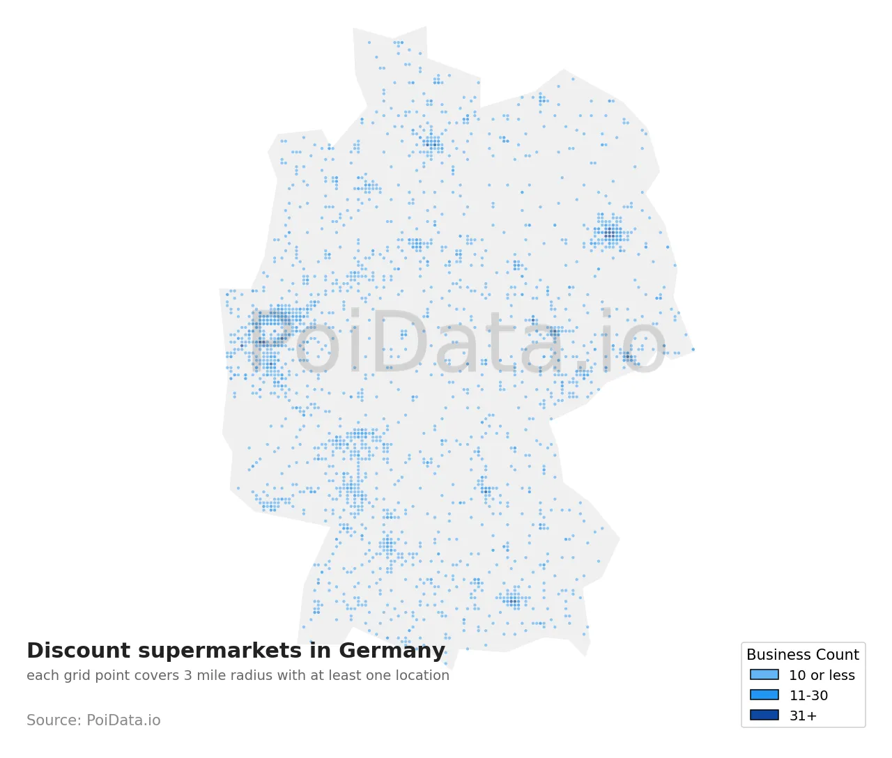 Discount supermarket density map for Germany