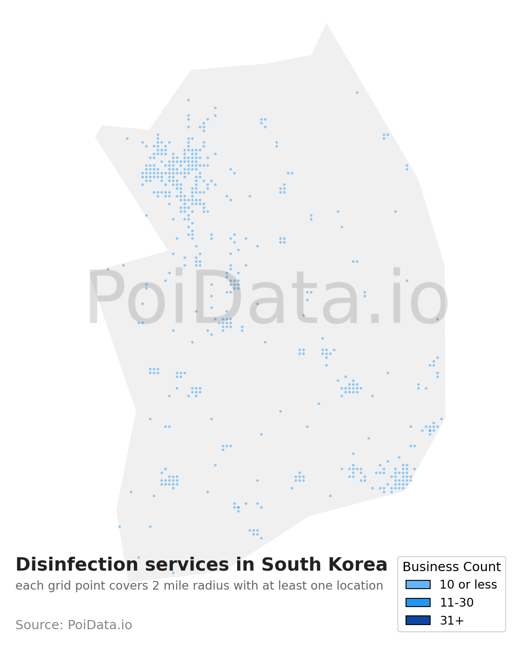 Disinfection service density map for South Korea