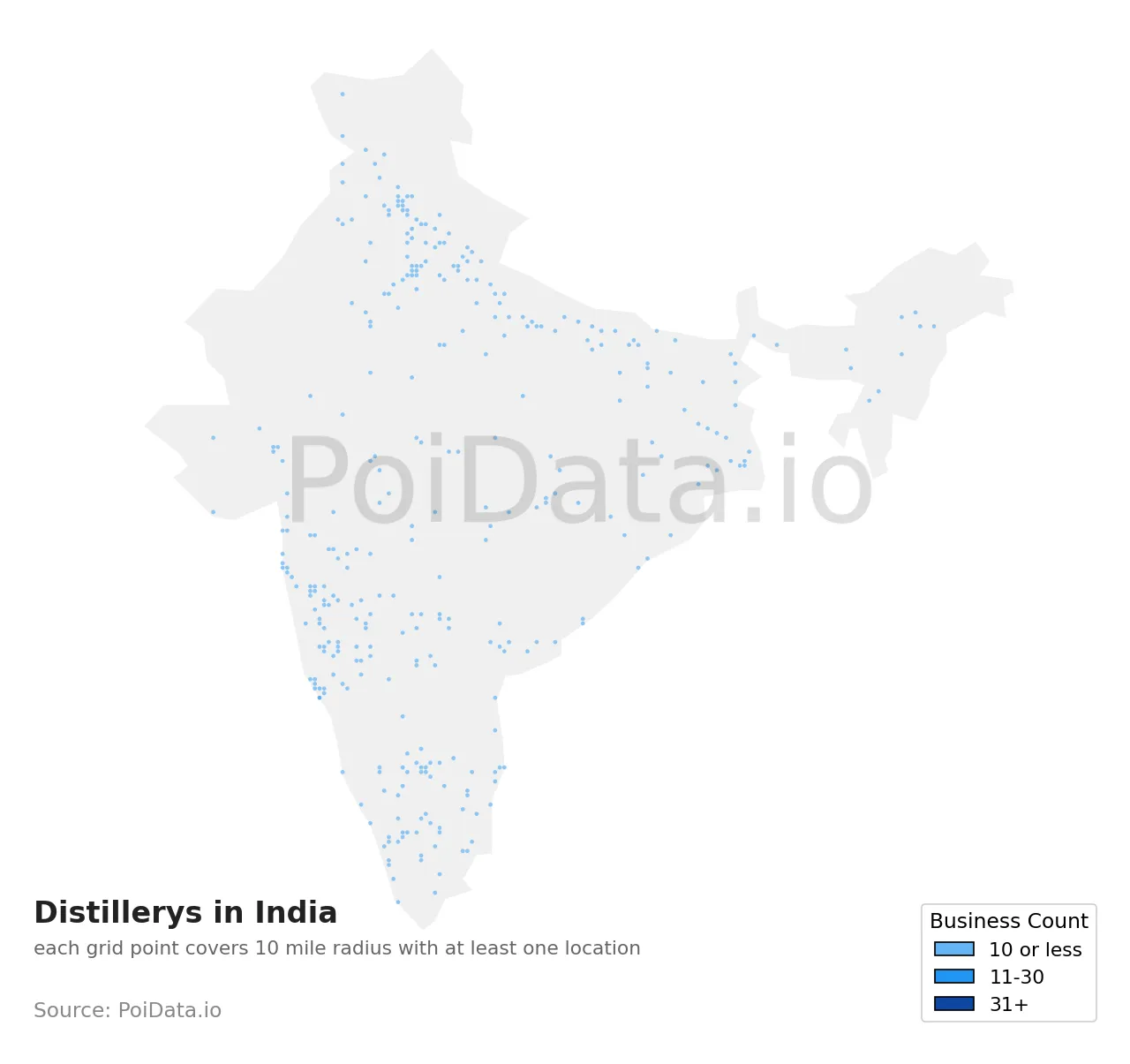 Distillery density map for India