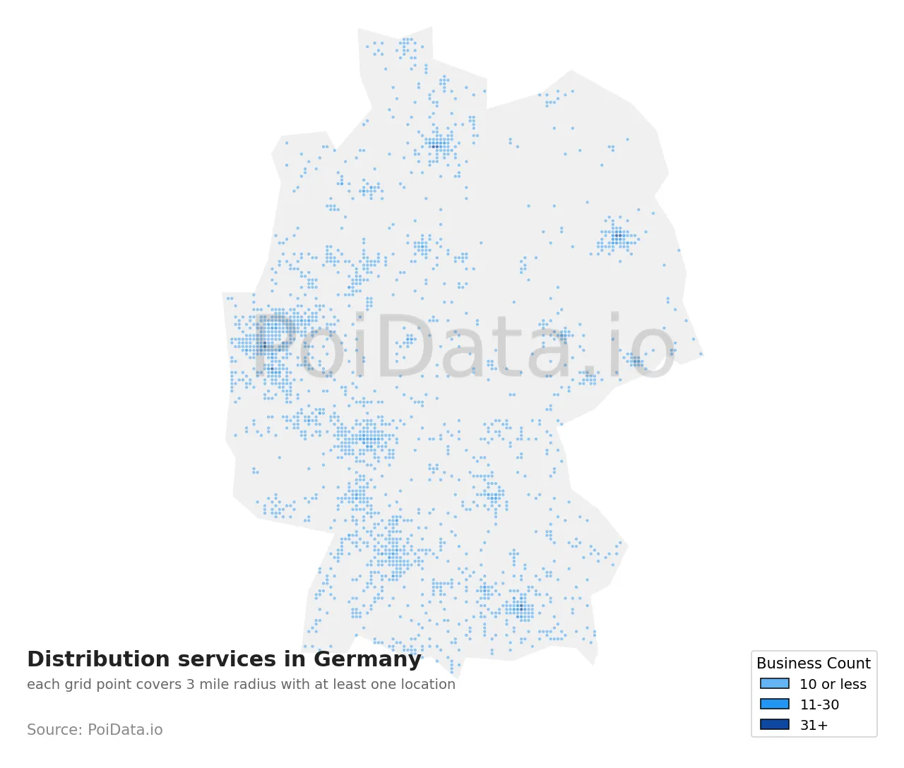 Distribution service density map for Germany
