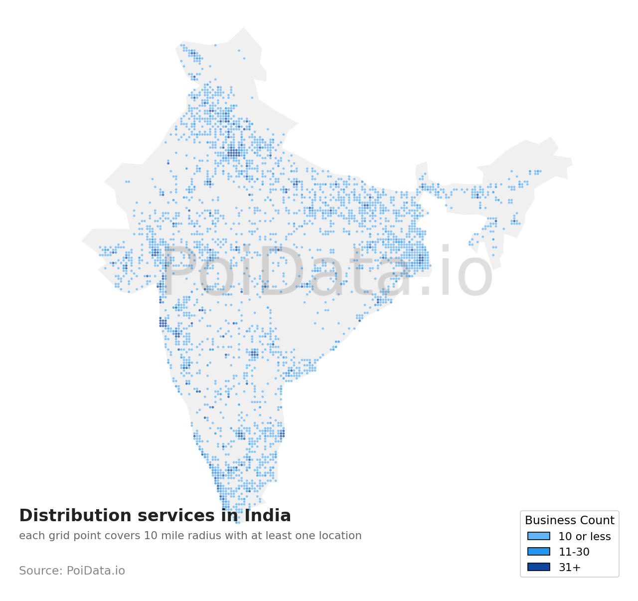 Distribution service density map for India