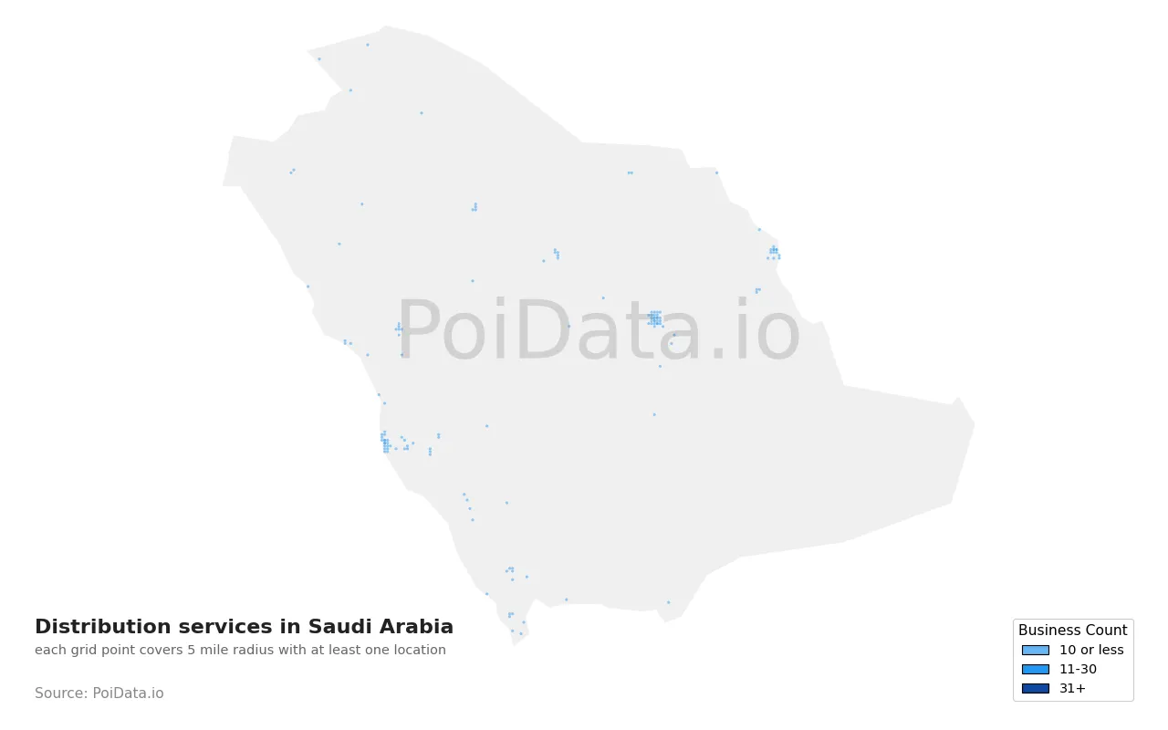 Distribution service density map for Saudi Arabia