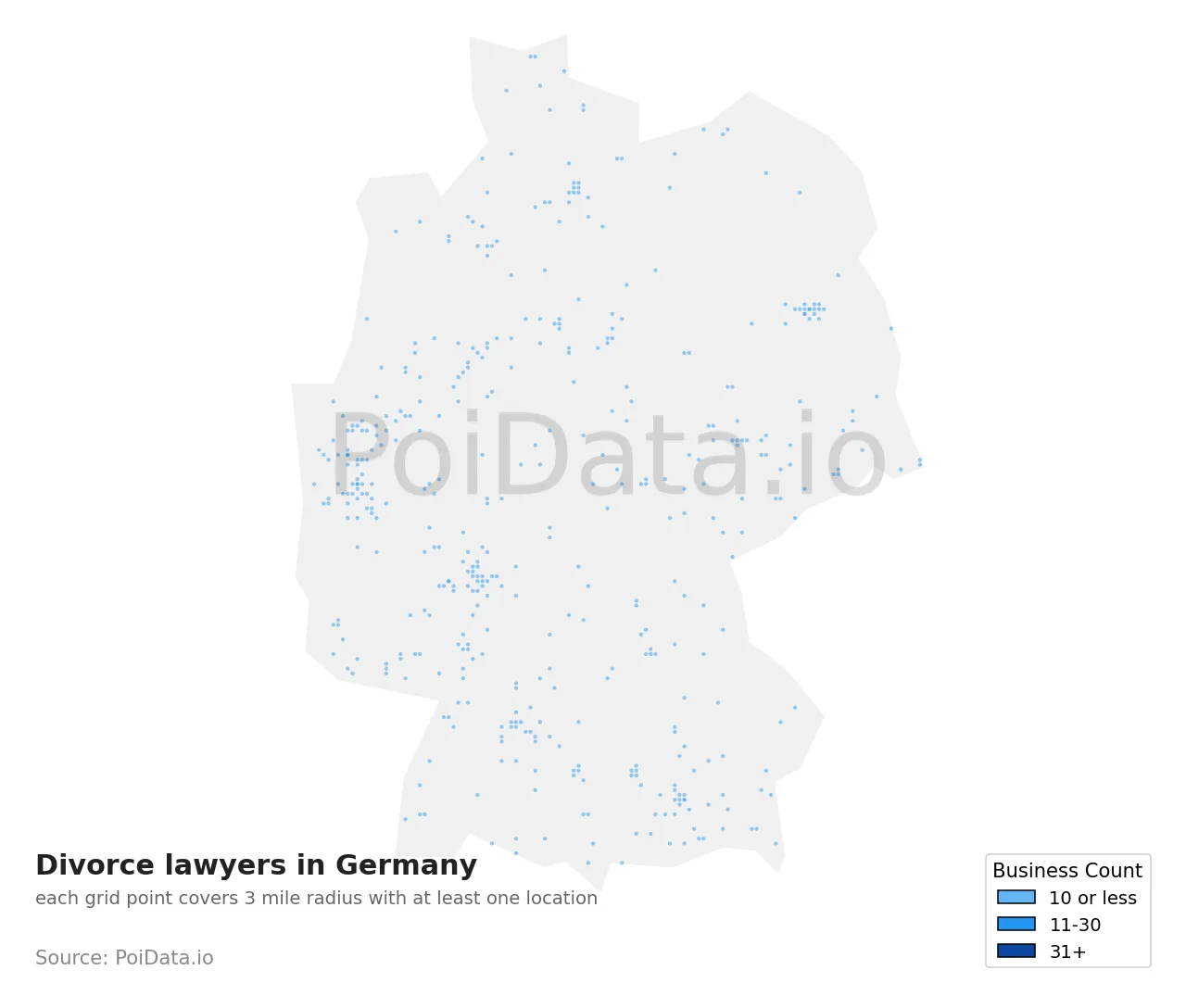 Divorce lawyer density map for Germany
