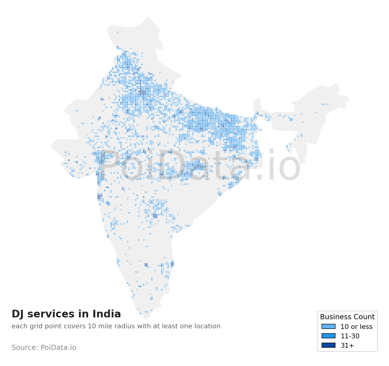 DJ service density map for India
