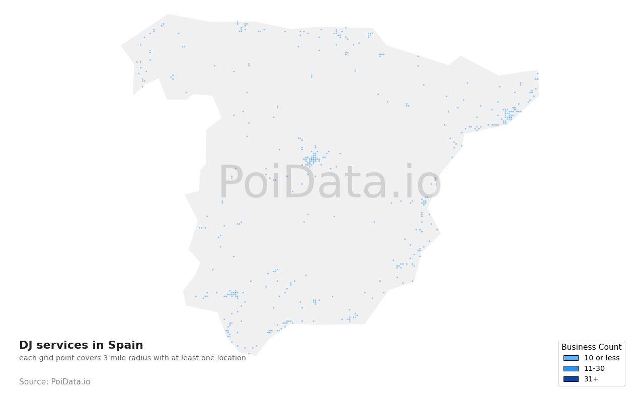 DJ service density map for Spain
