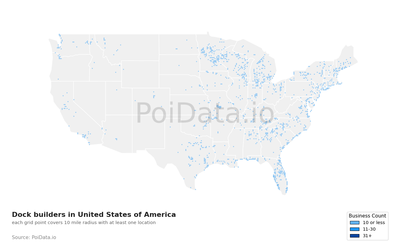Dock builder density map for United States
