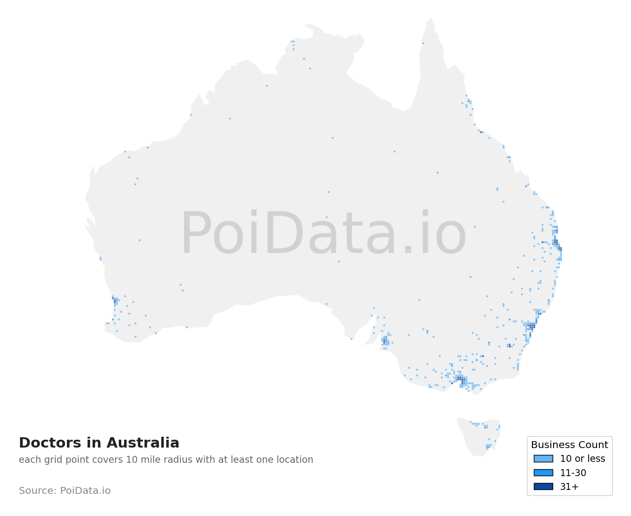 Doctor density map for Australia