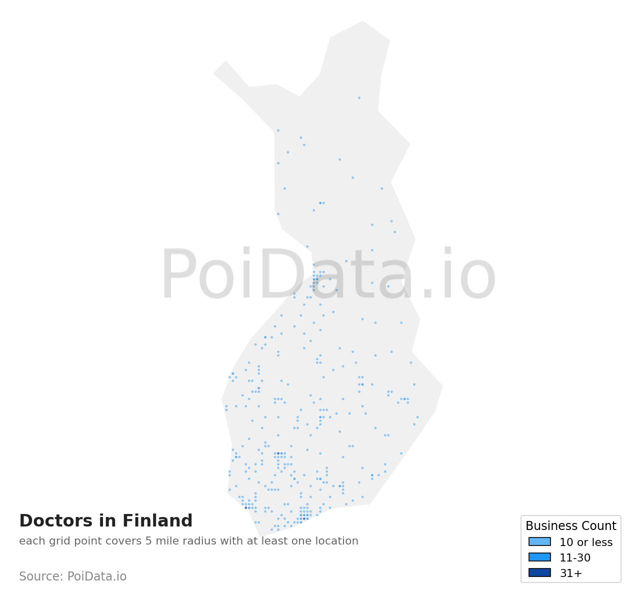 Doctor density map for Finland
