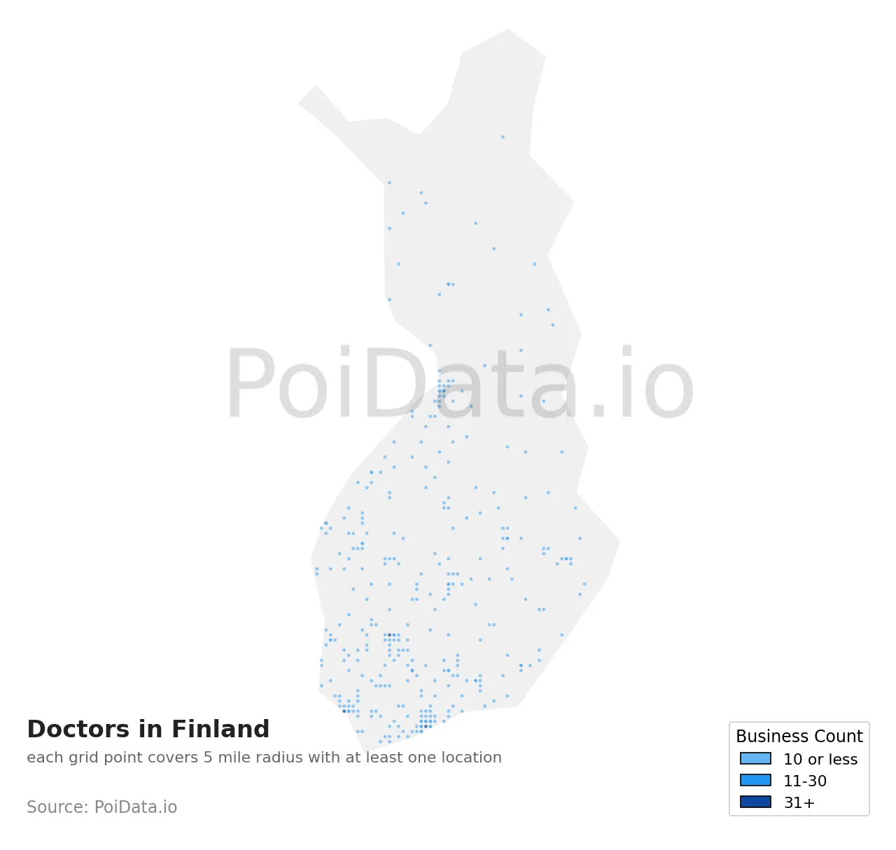 Doctor density map for Finland