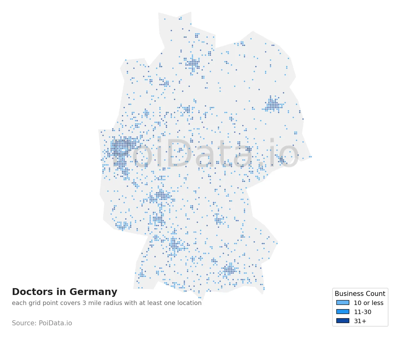 Doctor density map for Germany