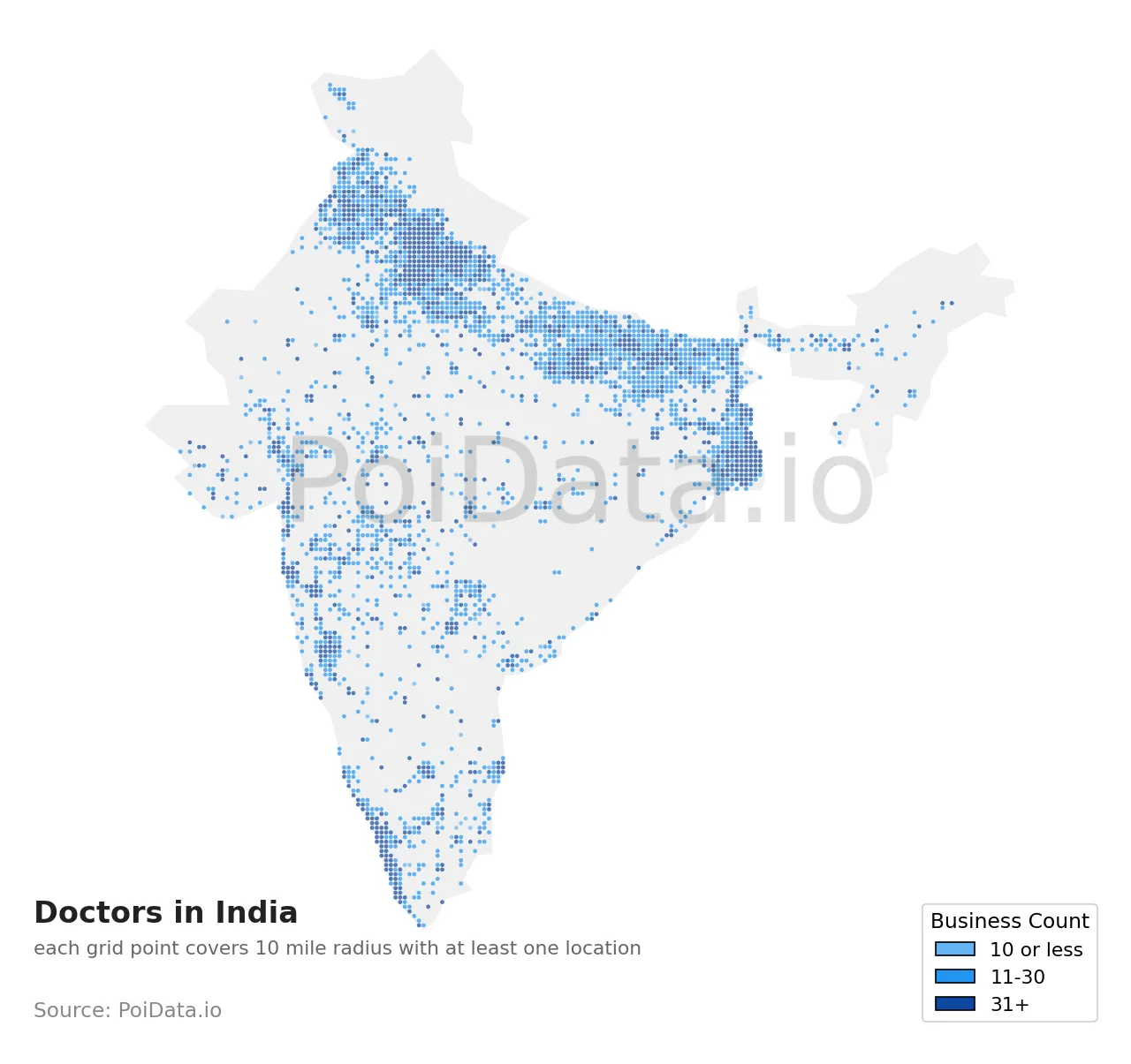 Doctor density map for India