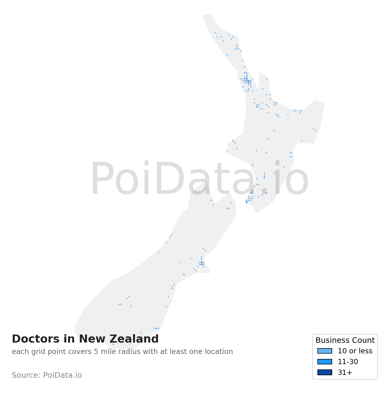 Doctor density map for New Zealand