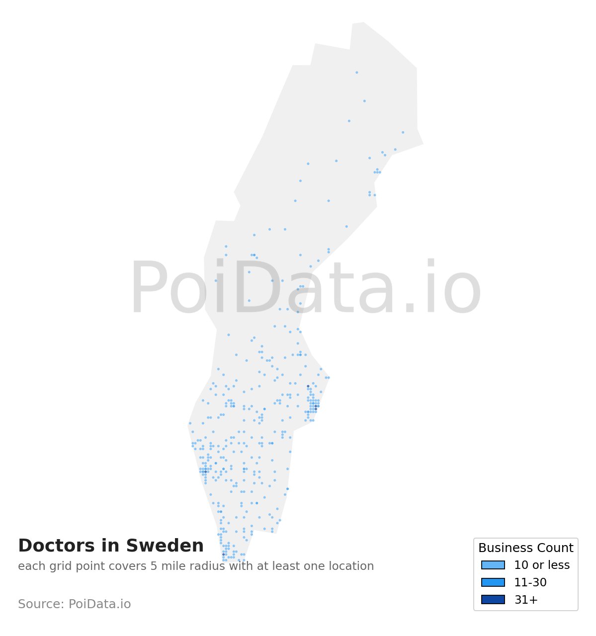 Doctor density map for Sweden