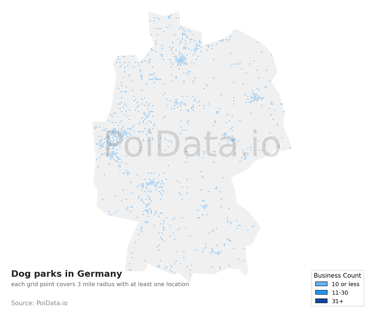 Dog park density map for Germany
