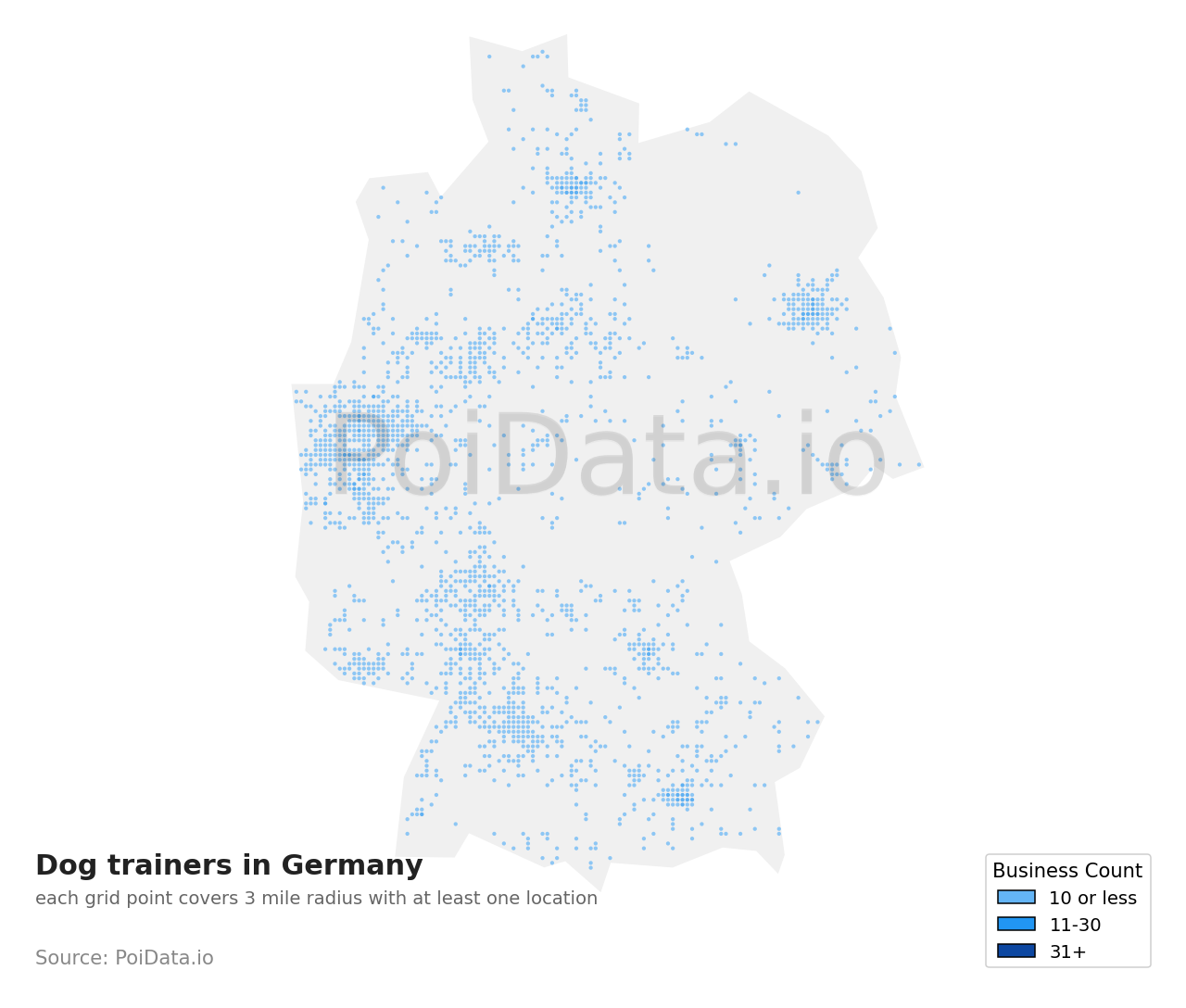 Dog trainer density map for Germany