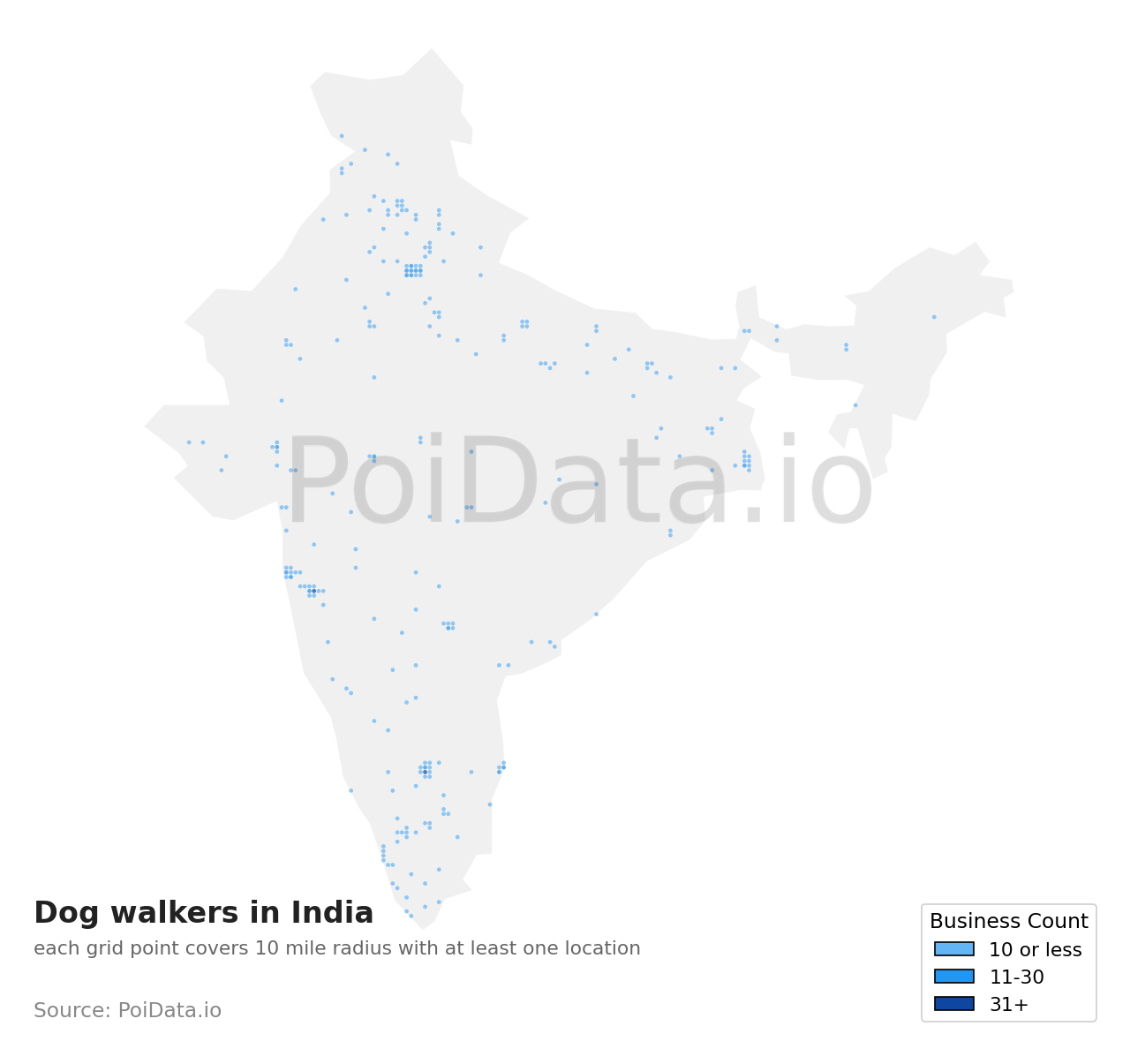 Dog walker density map for India