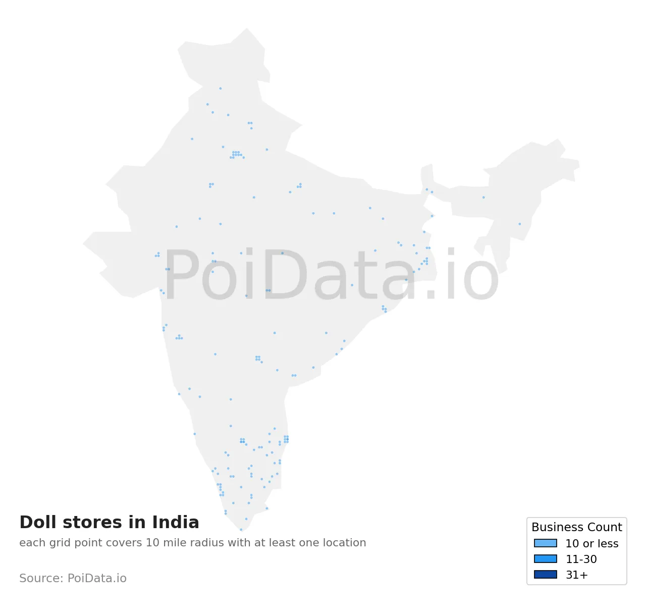 Doll store density map for India
