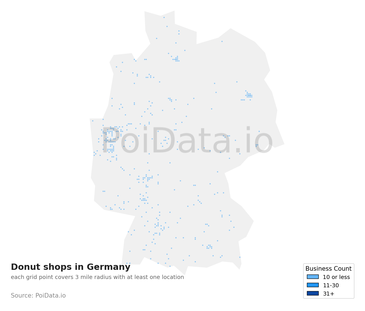 Donut shop density map for Germany
