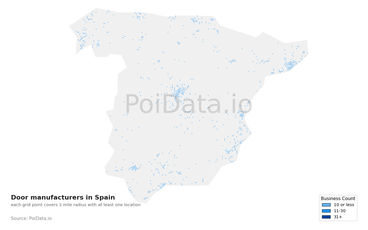 Door manufacturer density map for Spain